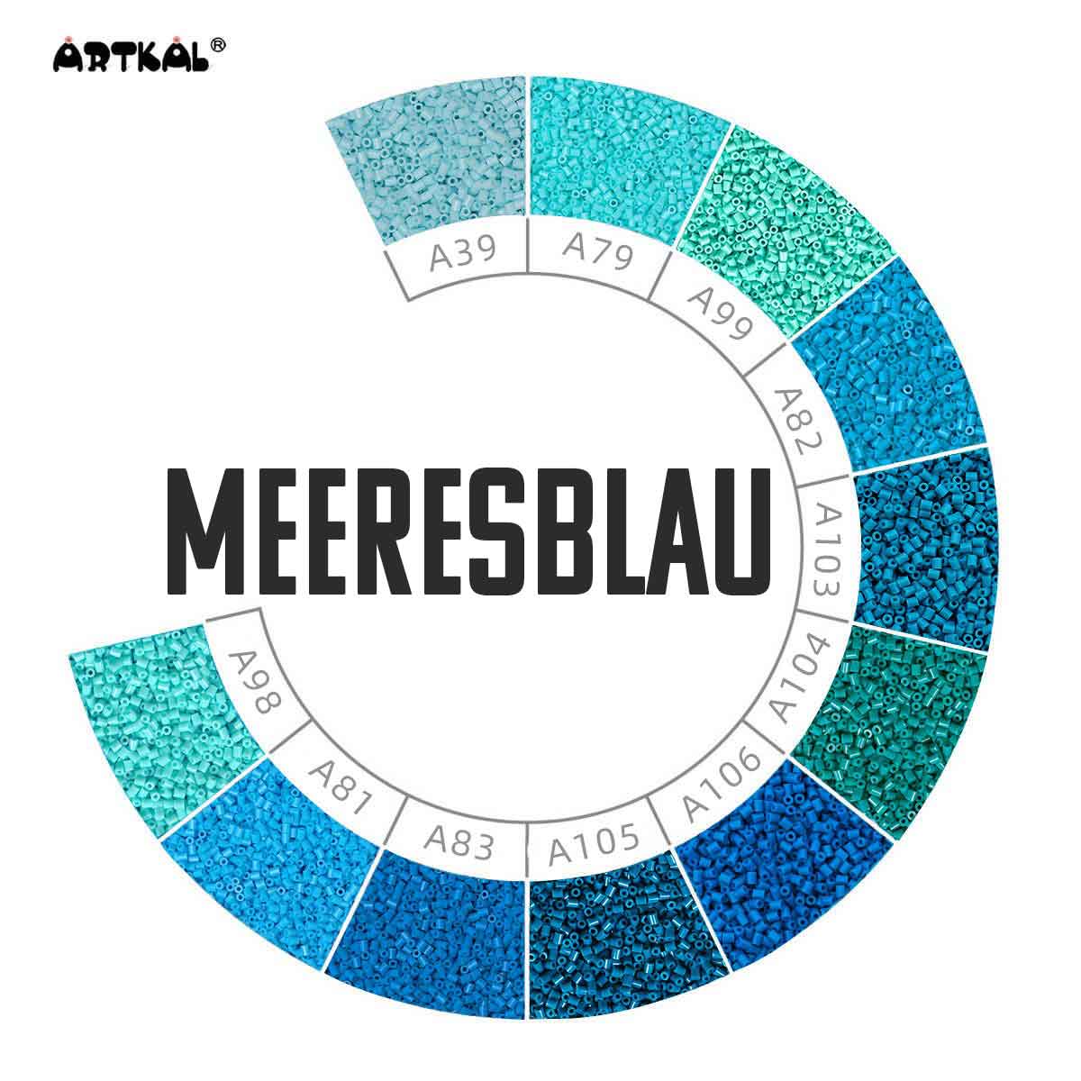 2000 Artkal MINI C 2,6 mm Meeresblautöne (hart) von Spielzeughafen