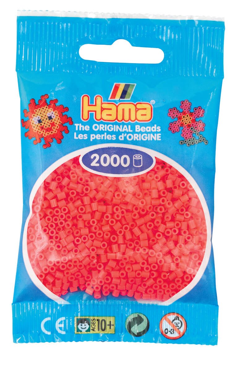 2000 Mini Bügelperlen - Fluor - Cherry von Spielzeughafen