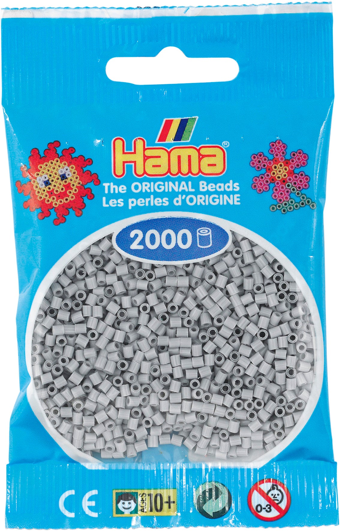 2000 Mini Bügelperlen - Hellgrau