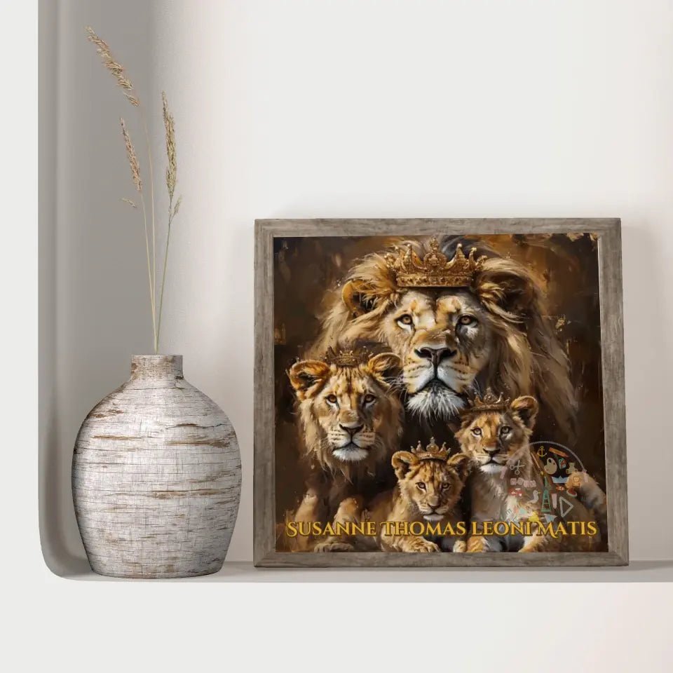 Diamond Painting personalisiertes Löwenbild mit Namen von Spielzeughafen