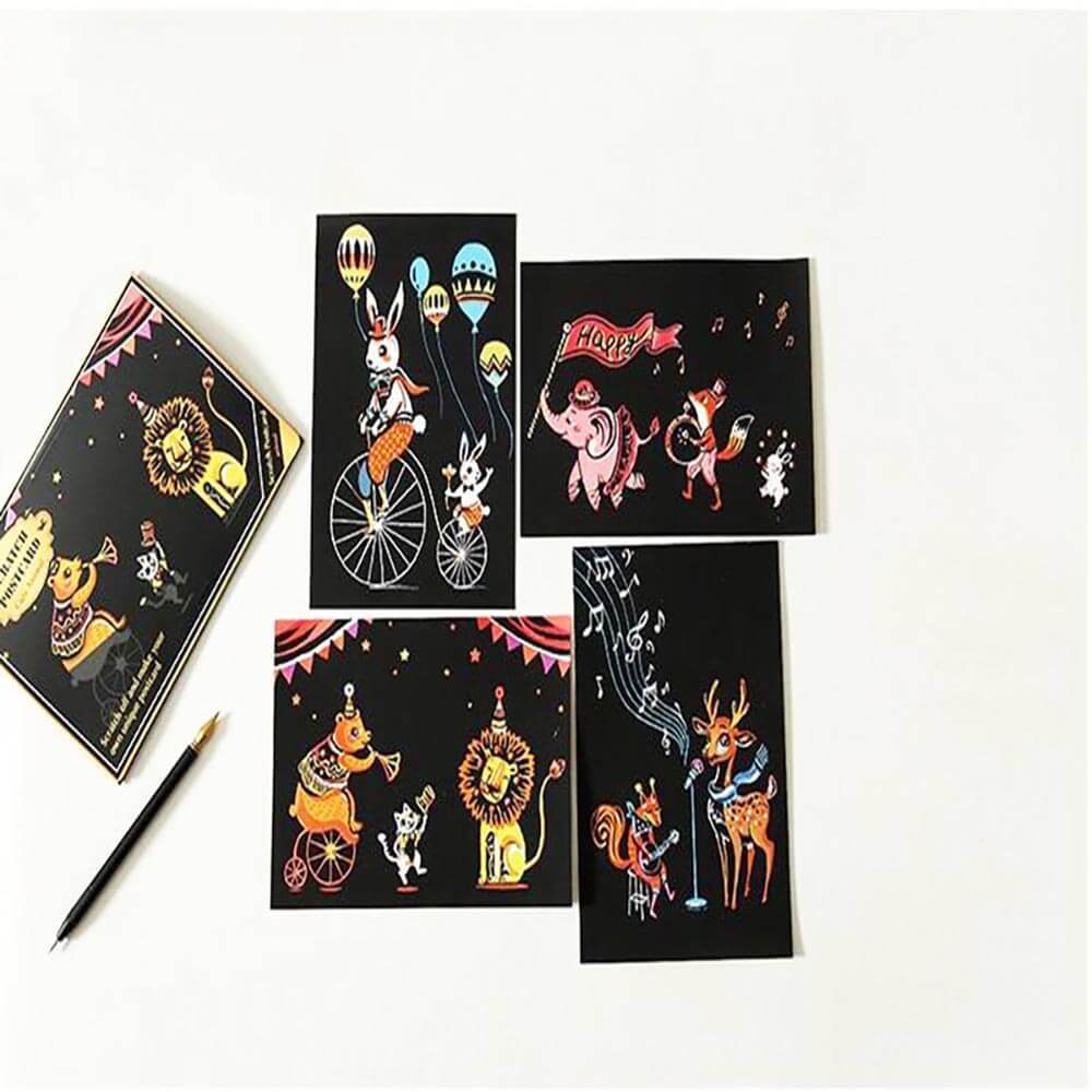 Scratch Painting 4er - Set Zirkus Tiere von Spielzeughafen