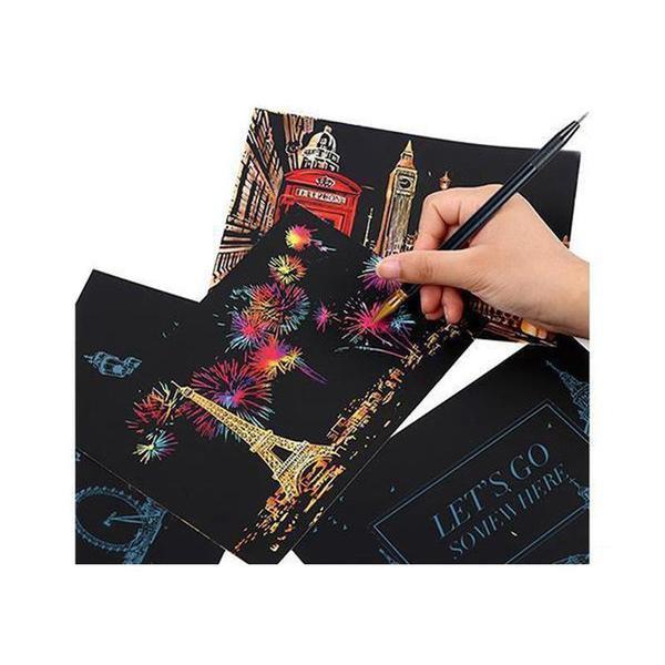 Scratch Painting Postkarte 4er - Set Europa von Spielzeughafen