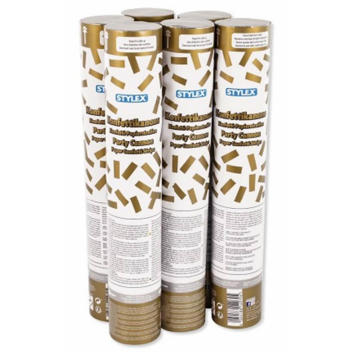 STYLEX 1x Konfetti - Kanone Shooter 30 cm, Gold Goldregen Partypopper von Spielzeughafen
