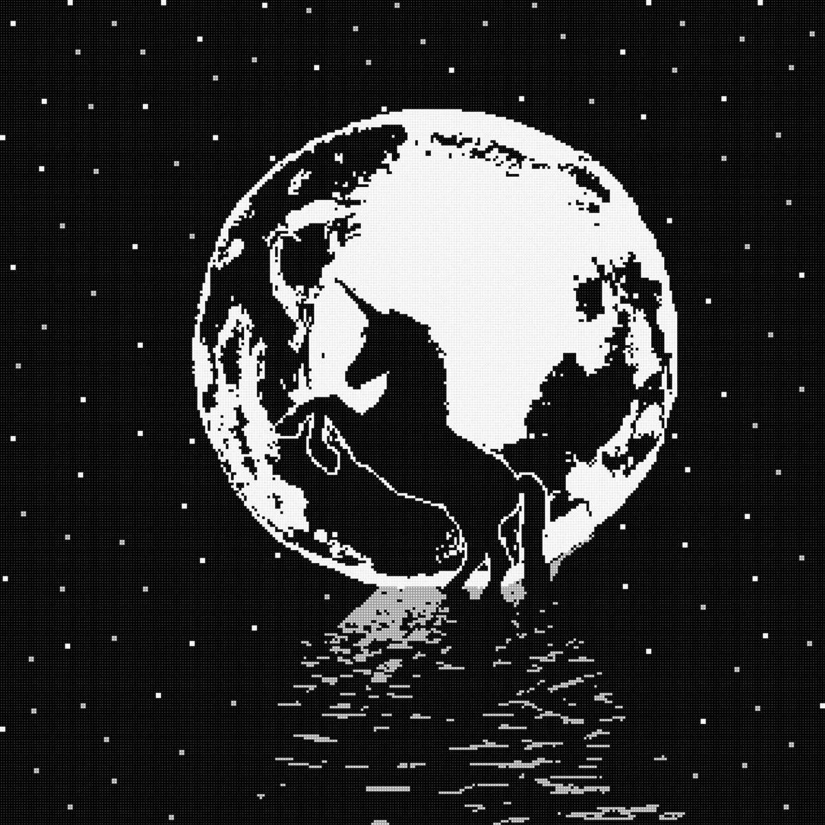 Unicorn and moon - Quadratisch + nachtleuchtend / night glow von Spielzeughafen