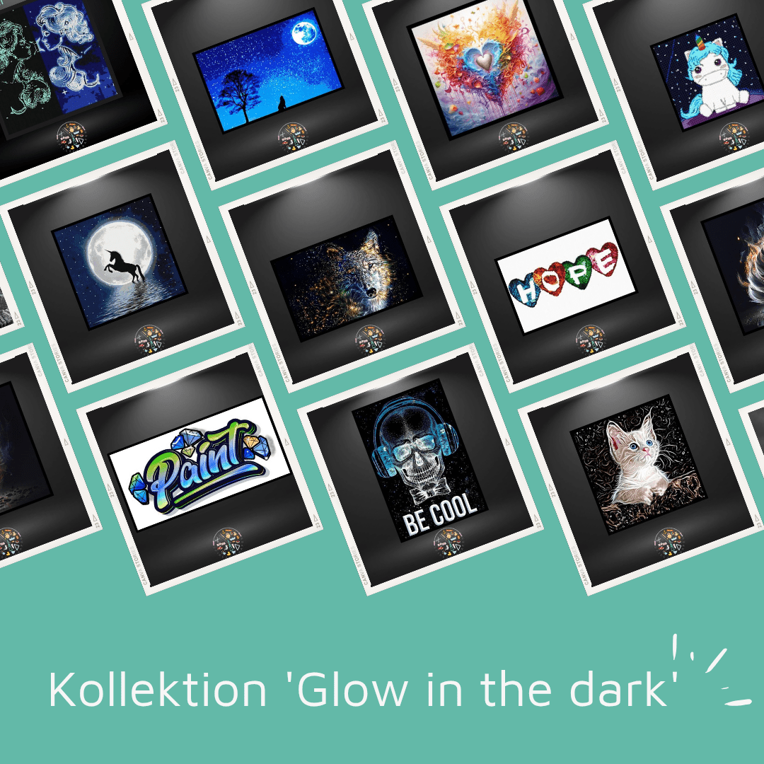 Diamond Painting Glow in the Dark- Bilder mit eckigen Steinen die in der Nacht leuchten. - Spielzeughafen