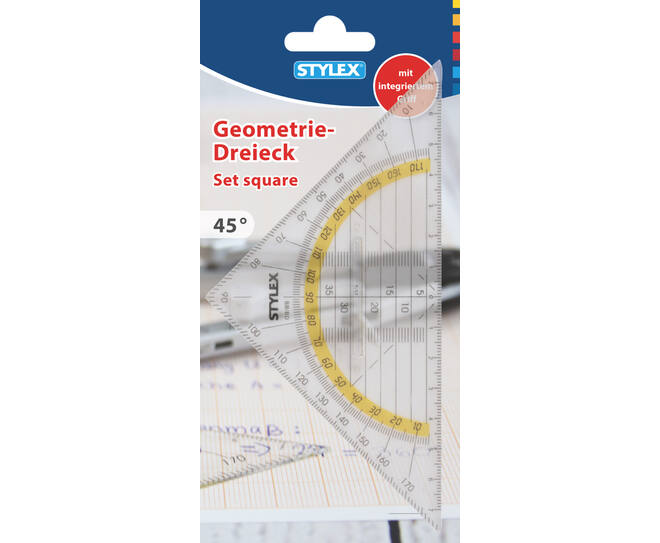 STYLEX Geometriedreieck, 16 cm mit Griff