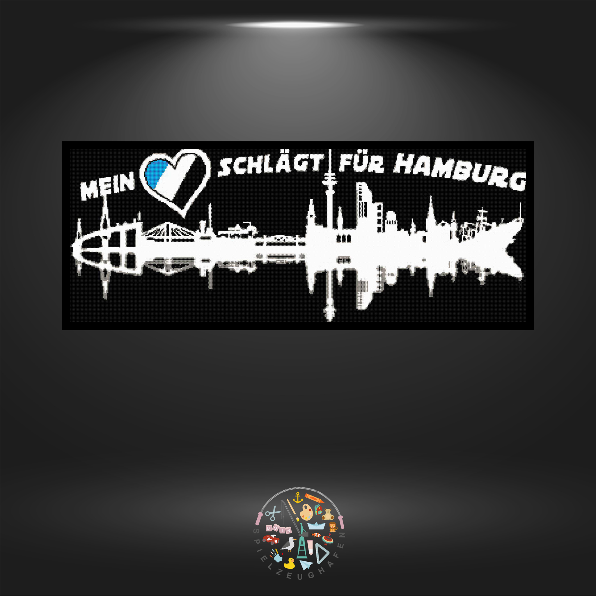 Skyline Hamburg Schwarz-Weiß - Strass rund