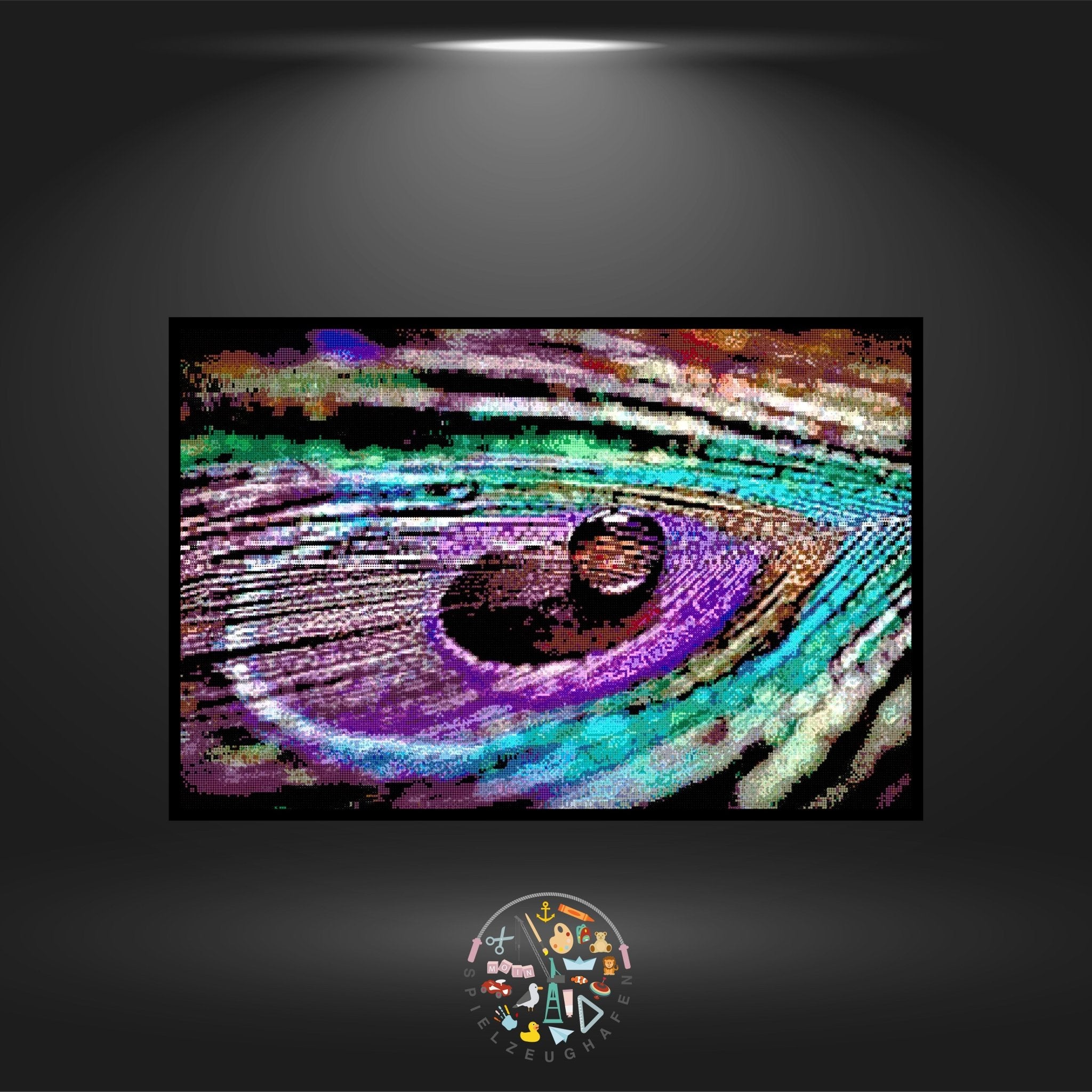 'Peacock feather' - Strass / Rhinestone Schwarz - / Weiß - Druck von Spielzeughafen