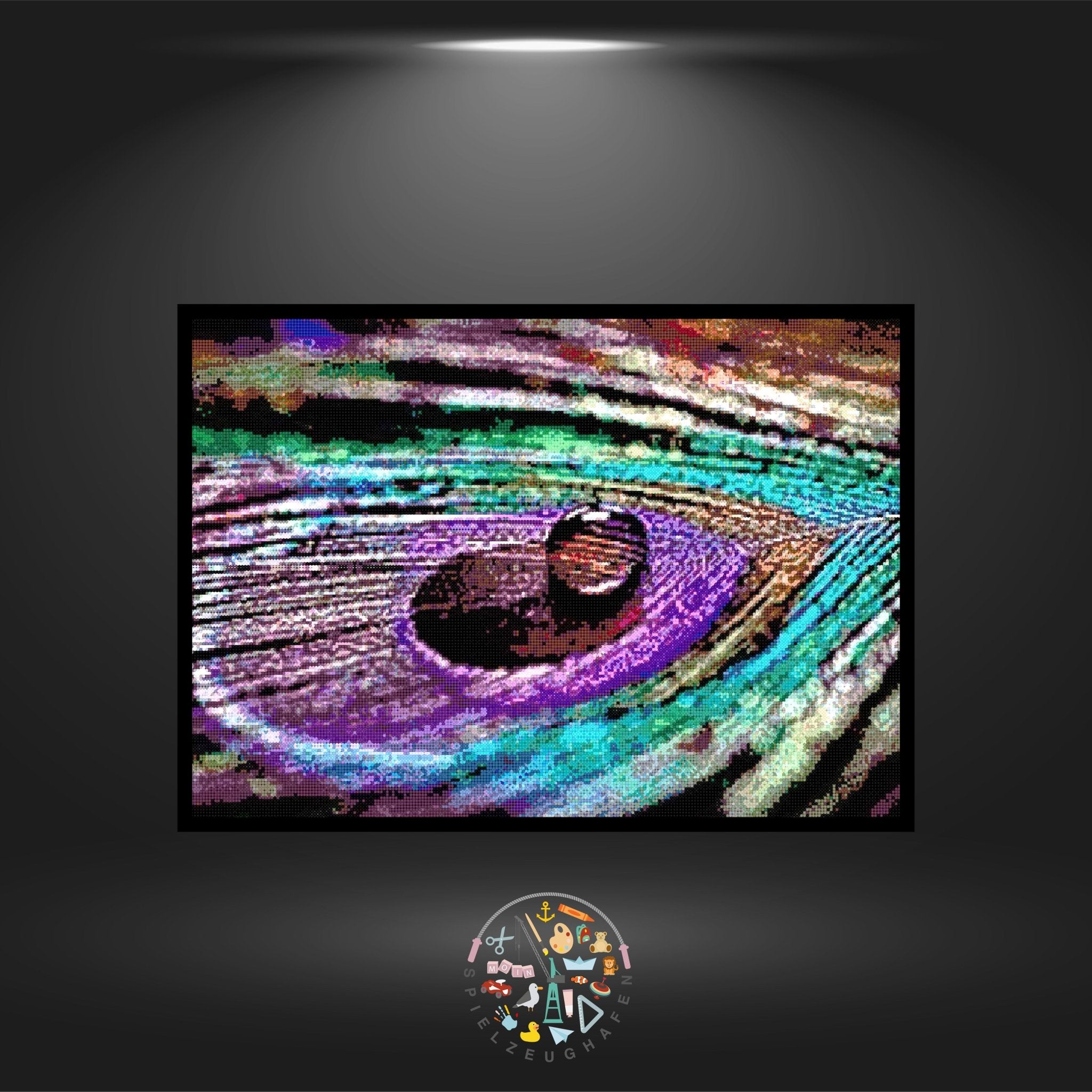 'Peacock feather' - Strass / Rhinestone Schwarz - / Weiß - Druck von Spielzeughafen