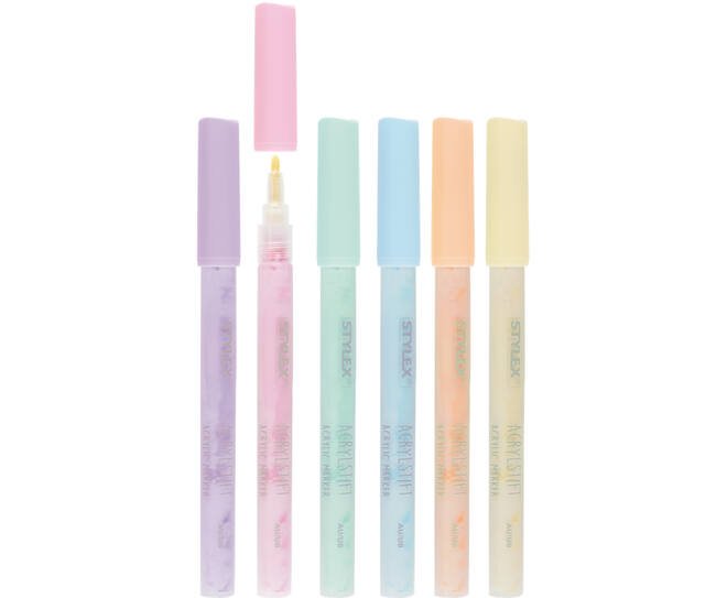 Stylex 32818 – Pastell Acrylstifte 6er Set (Ivory, Orange, Mint, Azur, Rose, Flieder) von Spielzeughafen