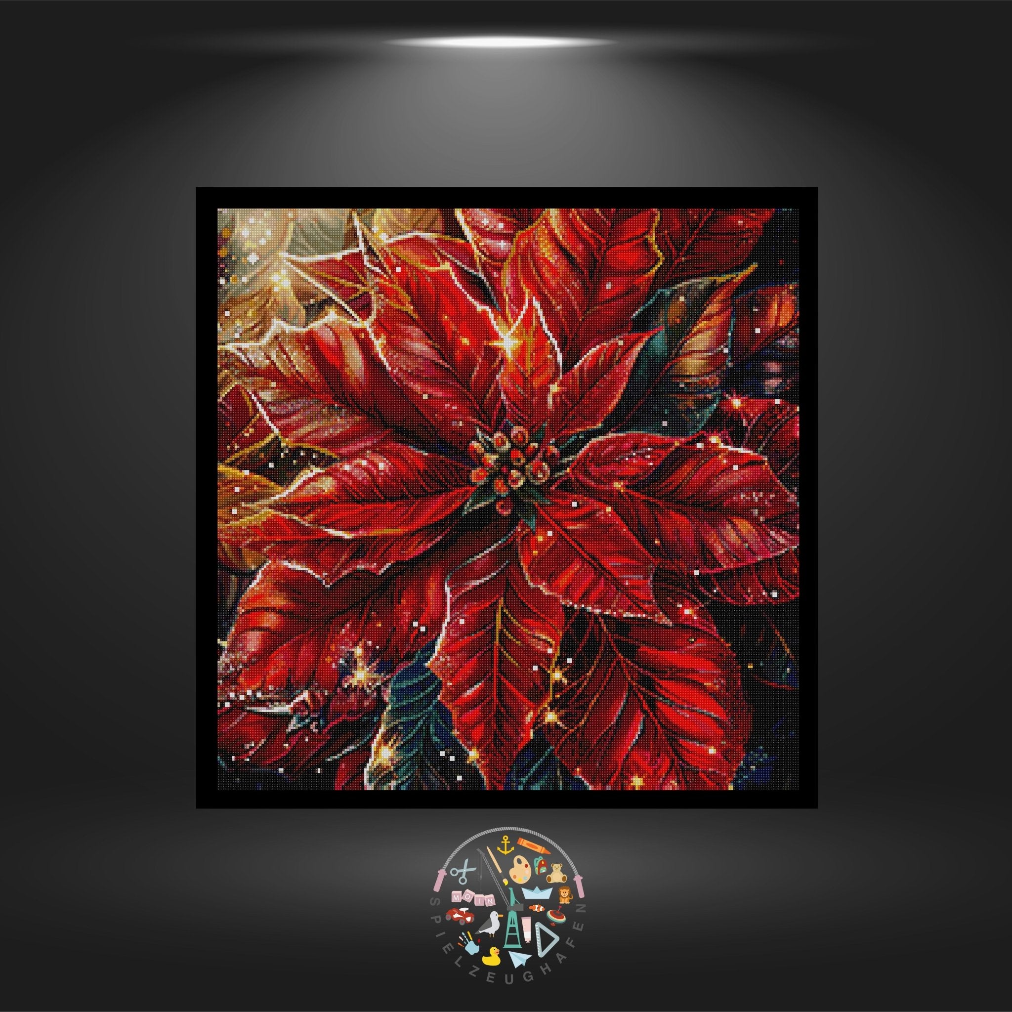 Weihnachtsstern - Quadratisch mit AB und Gold von Spielzeughafen