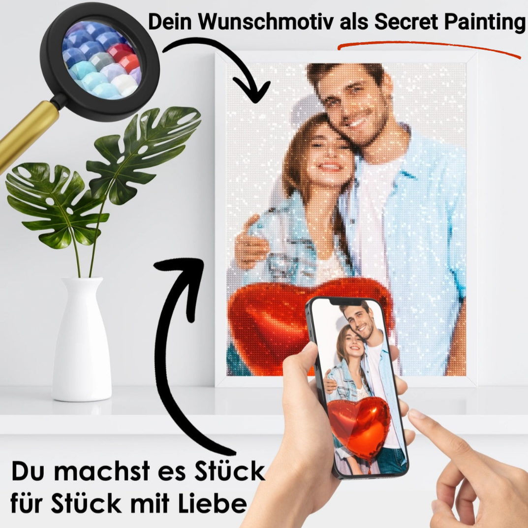 Dein Wunschmotiv - als Secret Painting  (eckige Steine)