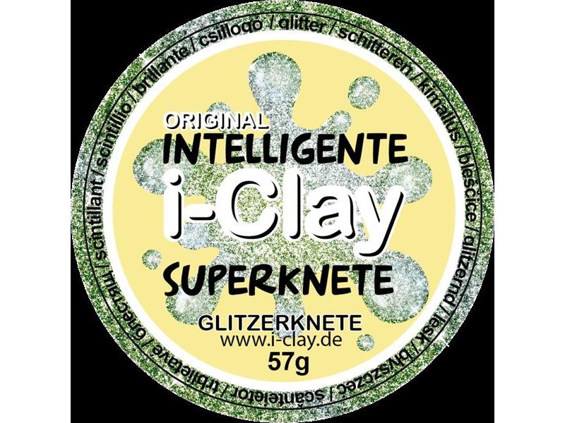 i-Clay, intelligente Superknete, Glasknete mit Glitzer, Grün