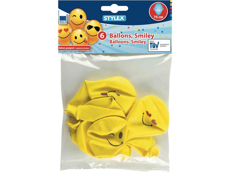 STYLEX Luftballons, Smiley, 6er Beutel