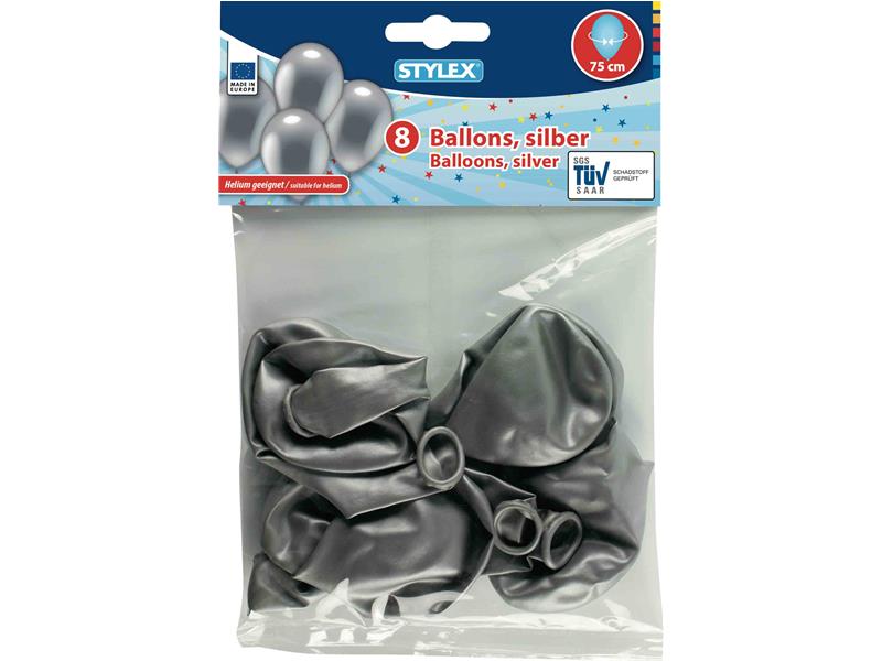 STYLEX Luftballons, Silber, 8er Beutel