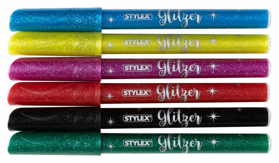 STYLEX Glitzer Fasermaler, 6 Stück