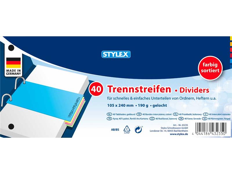 STYLEX Trennstreifen, Farbig, 40 Stück