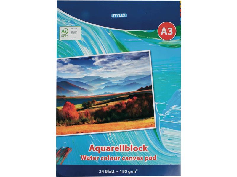 STYLEX Aquarellblöcke DIN A3, 24 Blatt, 185 g