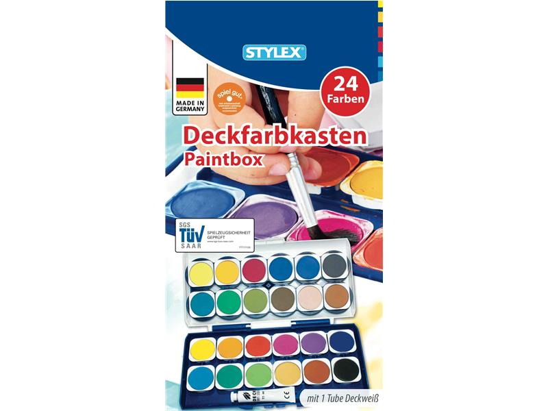 STYLEX Deckfarbkasten, 24 Farben