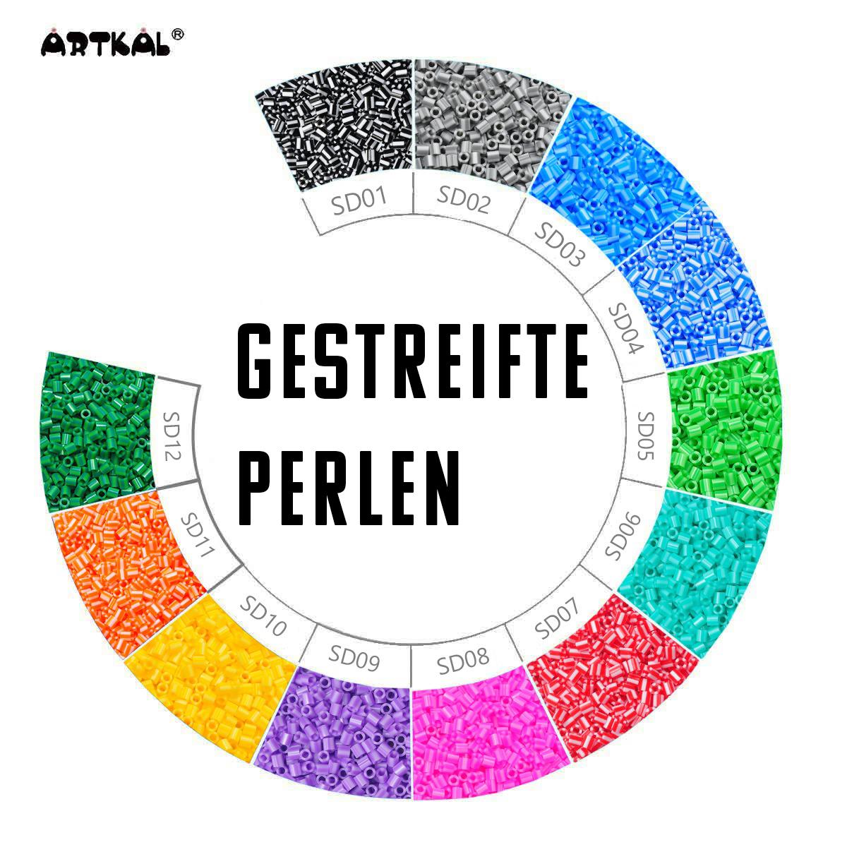 1000 Artkal MIDI S 5mm gestreifte Perlen