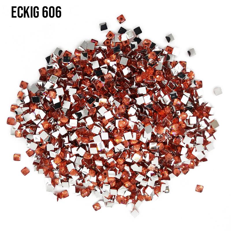 Bright Orange - Red eckig Strass