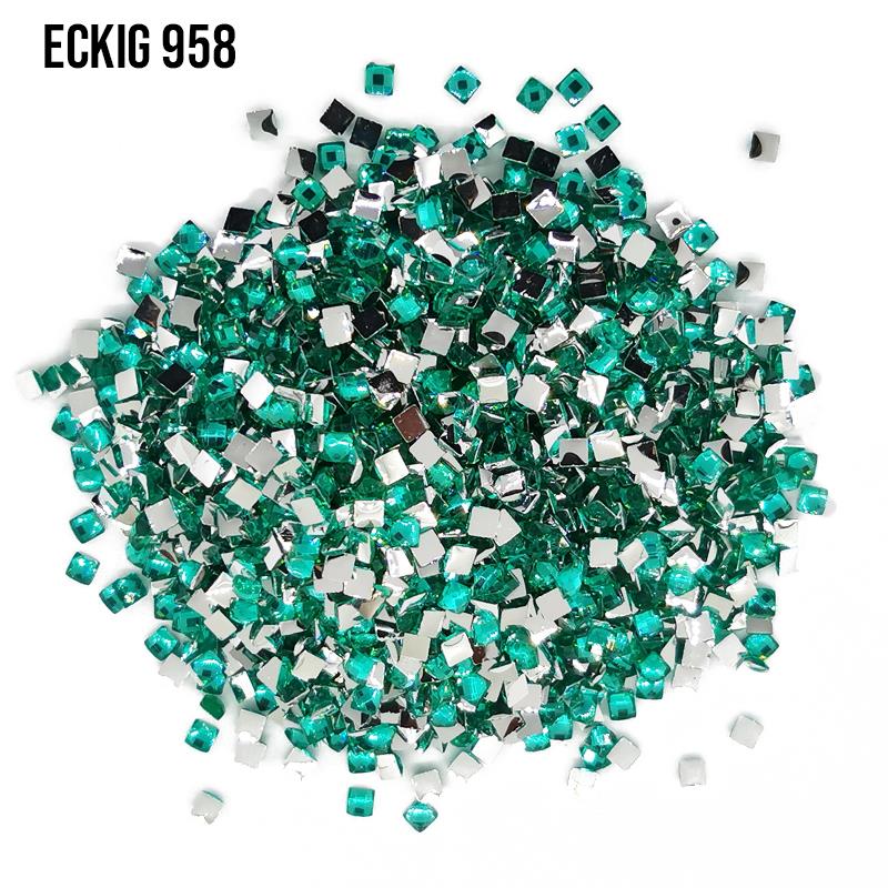 Sea Green - Dark eckig Strass