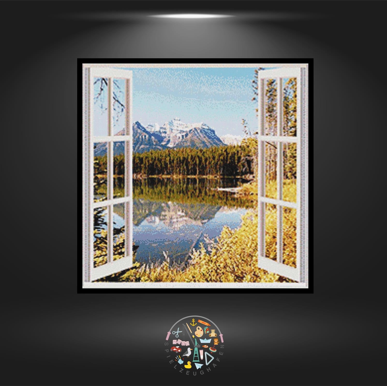 Fenster Mountain lake - Quadratisch von Spielzeughafen