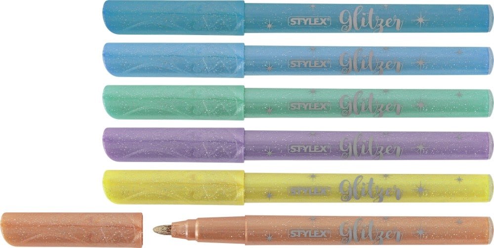 Glitzer Fasermaler, 6 Stück Pastell von Spielzeughafen