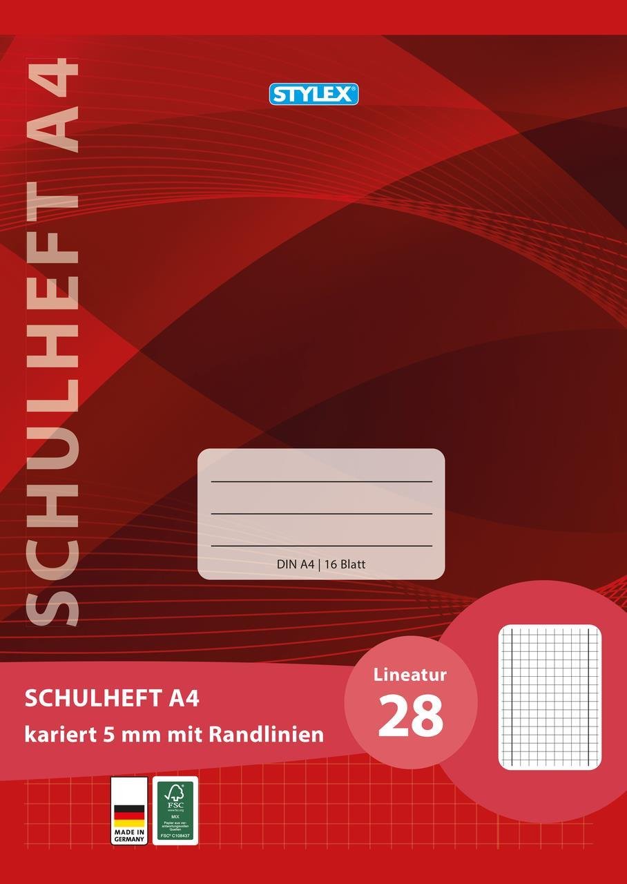 STYLEX Schulheft, Kariert DIN A4 von Spielzeughafen