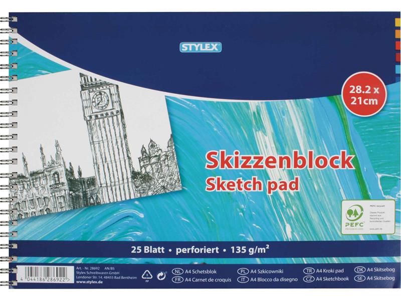 STYLEX Skizzenblöcke DIN A4, 25 Blatt, 135 g von Spielzeughafen