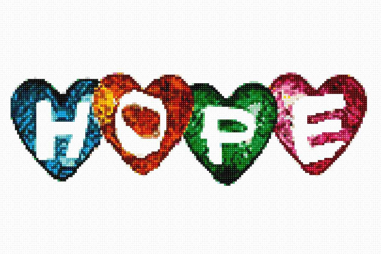 'Hearts of hope' - Quadratisch Nachtleuchtend